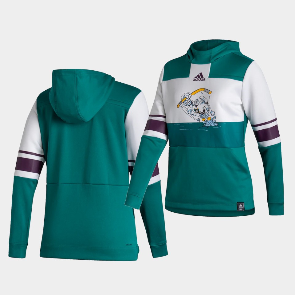 Men Anaheim Ducks Blank Green NHL 2021 Adidas Pullover Hoodie Jersey->anaheim ducks->NHL Jersey